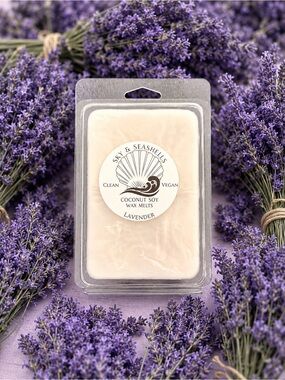 Hand Crafted “Lavender” Scented Wax Melts - Coconut Soy Wax - Seashells